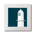 Illustration of Barrack Point lighthouse on a midnight blue background, mounted and measuring 30x30cm.