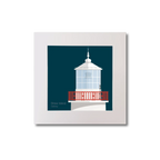 Illustration of Straw Island lighthouse on a midnight blue background, mounted and measuring 20x20cm.