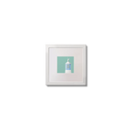 Illustration Dunree lighthouse on an ocean green background,  in a white square frame measuring 10x10cm.