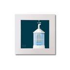 Illustration Dunree lighthouse on a midnight blue background, mounted and measuring 20x20cm.