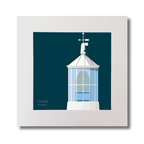 Illustration Dunree lighthouse on a midnight blue background, mounted and measuring 30x30cm.