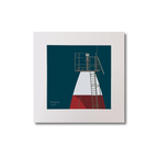 Illustration Muglins lighthouse on a midnight blue background, mounted and measuring 20x20cm.