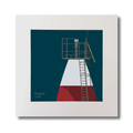 Illustration Muglins lighthouse on a midnight blue background, mounted and measuring 30x30cm.