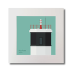 Illustration Rue Point lighthouse on an ocean green background, mounted and measuring 30x30cm.