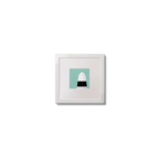 Illustration Ballagh Rocks lighthouse on an ocean green background,  in a white square frame measuring 10x10cm.