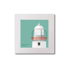 Illustration Rotten Island lighthouse on an ocean green background, mounted and measuring 20x20cm.