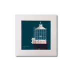 Illustration Mew Island lighthouse on a midnight blue background, mounted and measuring 20x20cm.