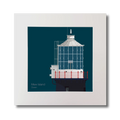 Illustration Mew Island lighthouse on a midnight blue background, mounted and measuring 30x30cm.