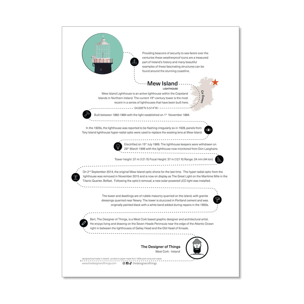 Mew Island lighthouse, County Down, Ireland info sheet