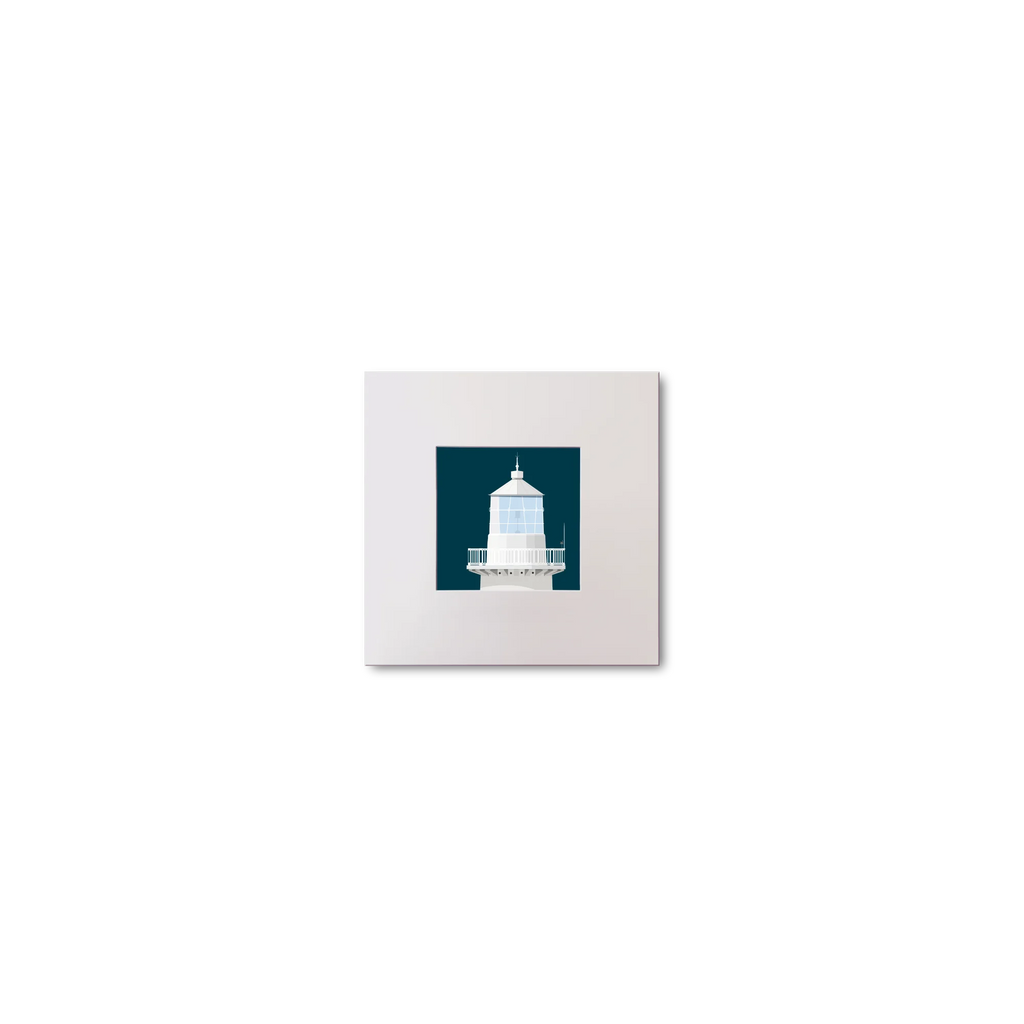 Illustration Eeragh lighthouse on a midnight blue background, mounted and measuring 10x10cm.