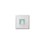 Illustration Eeragh lighthouse on an ocean green background,  in a white square frame measuring 10x10cm.