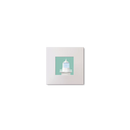 Illustration Eeragh lighthouse on an ocean green background, mounted and measuring 10x10cm.