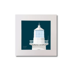 Illustration Eeragh lighthouse on a midnight blue background, mounted and measuring 20x20cm.