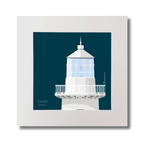 Illustration Eeragh lighthouse on a midnight blue background, mounted and measuring 30x30cm.