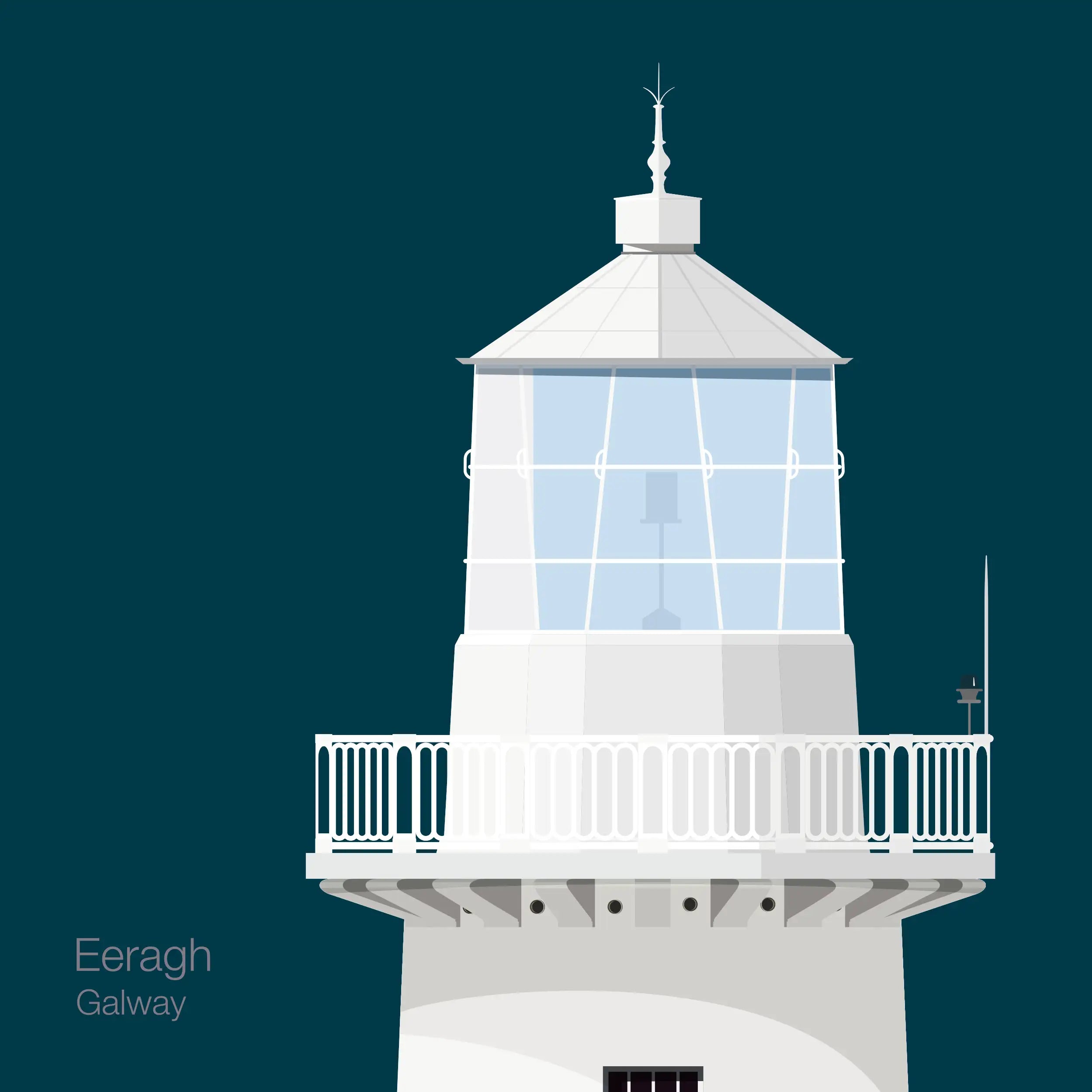 Illustration Eeragh lighthouse on a midnight blue background