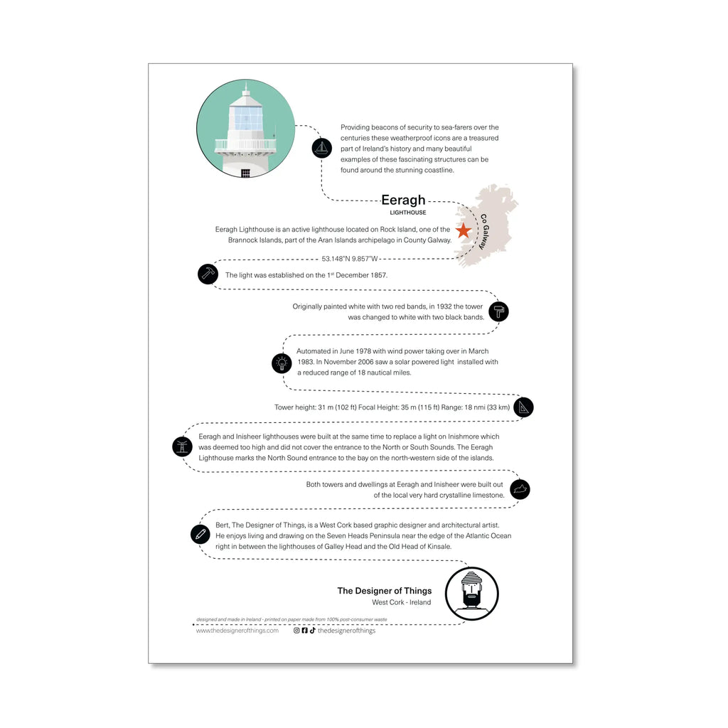 Eeragh Lighthouse, County Galway, info sheet