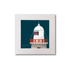 Illustration Little Samphire lighthouse on a midnight blue background, mounted and measuring 20x20cm.