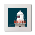 Illustration Little Samphire lighthouse on a midnight blue background, mounted and measuring 30x30cm.