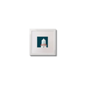 Contemporary wall art Eagle Island lighthouse on a midnight blue background,  in a white square frame measuring 10x10cm.