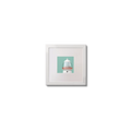 Illustration Eagle Island lighthouse on an ocean green background,  in a white square frame measuring 10x10cm.