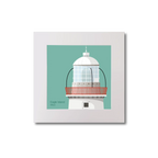 Illustration Eagle Island lighthouse on an ocean green background, mounted and measuring 20x20cm.