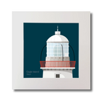 Illustration Eagle Island lighthouse on a midnight blue background, mounted and measuring 30x30cm.