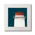 Illustration Angus Rock lighthouse on a midnight blue background, mounted and measuring 30x30cm.