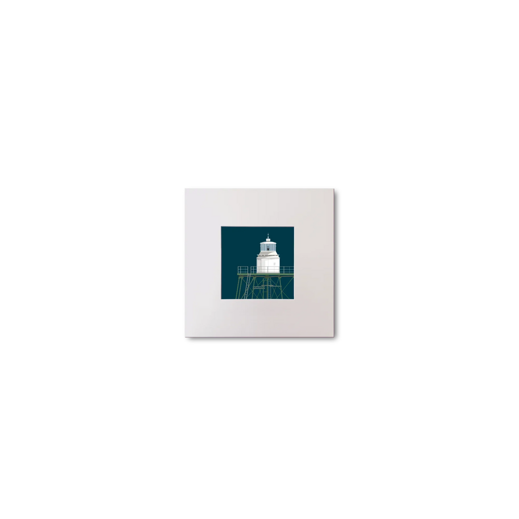 Illustration  Dundalk lighthouse on a midnight blue background, mounted and measuring 10x10cm.