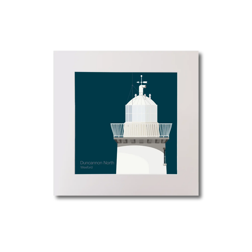 Illustration  Duncannon North lighthouse on a midnight blue background, mounted and measuring 20x20cm.