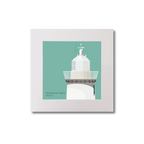Illustration  Duncannon North lighthouse on an ocean green background, mounted and measuring 20x20cm.