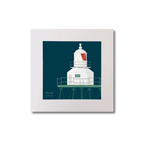 Illustration  Moville lighthouse on a midnight blue background, mounted and measuring 20x20cm.