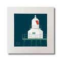 Illustration  Moville lighthouse on a midnight blue background, mounted and measuring 30x30cm.