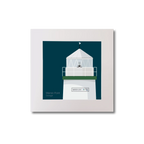 Illustration  Warren Point lighthouse on a midnight blue background, mounted and measuring 20x20cm.