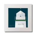 Illustration  Warren Point lighthouse on a midnight blue background, mounted and measuring 30x30cm.