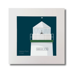Illustration  Warren Point lighthouse on a midnight blue background, mounted and measuring 30x30cm.
