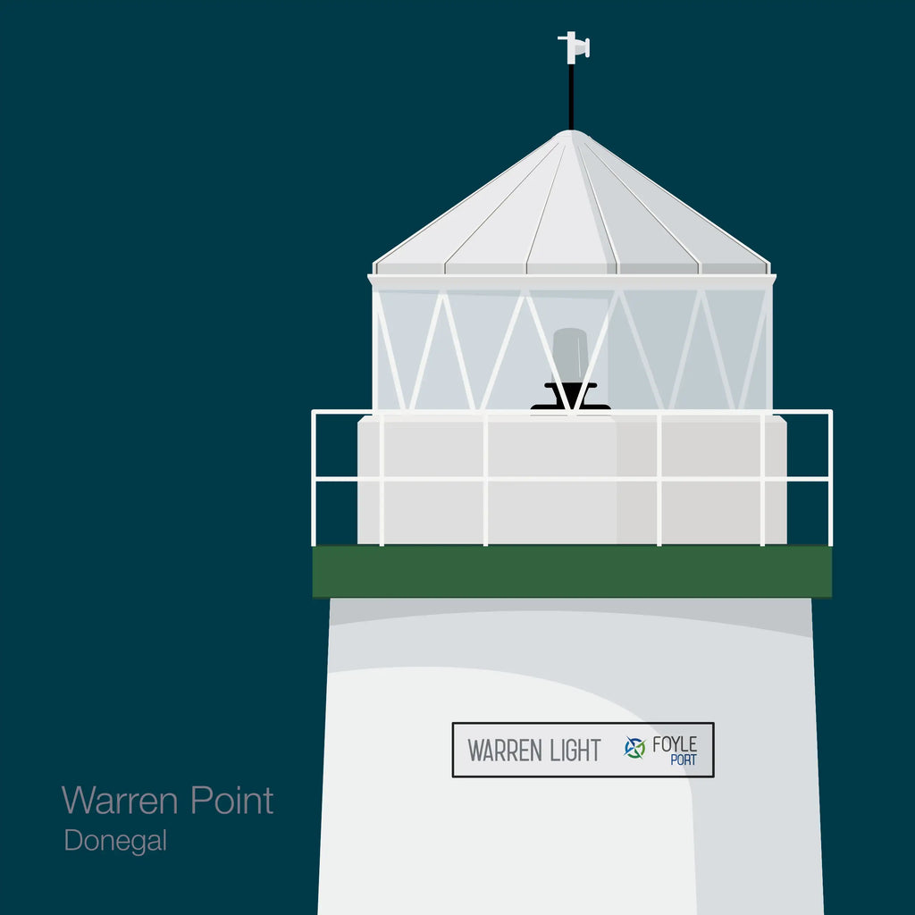 Illustration  Warren Point lighthouse on a midnight blue background