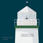 Illustration  Warren Point lighthouse on a midnight blue background