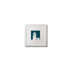 Contemporary wall art  Sheeps Head lighthouse on a midnight blue background,  in a white square frame measuring 10x10cm.