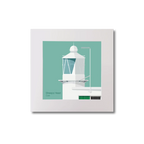 Illustration  Sheeps Head lighthouse on an ocean green background, mounted and measuring 20x20cm.