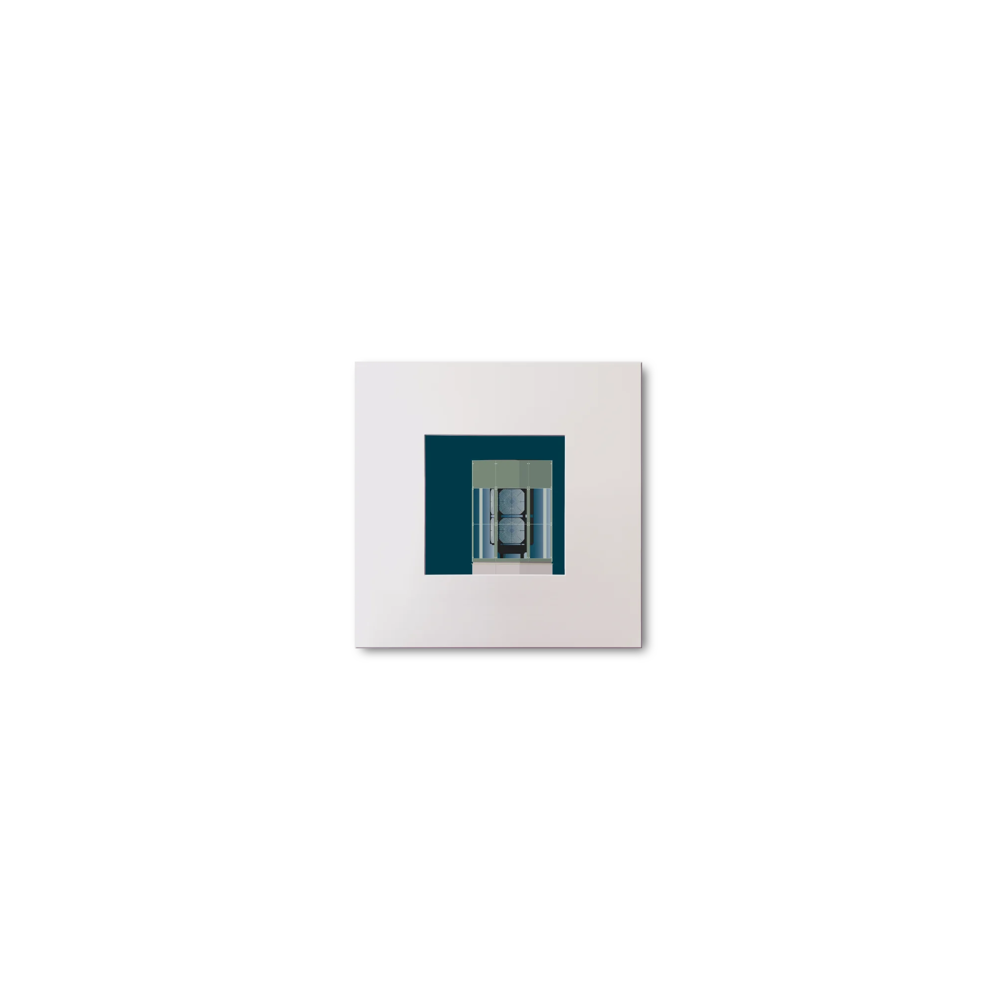 Illustration  The Great Light lighthouse on a midnight blue background, mounted and measuring 10x10cm.