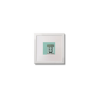 Illustration  The Great Light lighthouse on an ocean green background,  in a white square frame measuring 10x10cm.