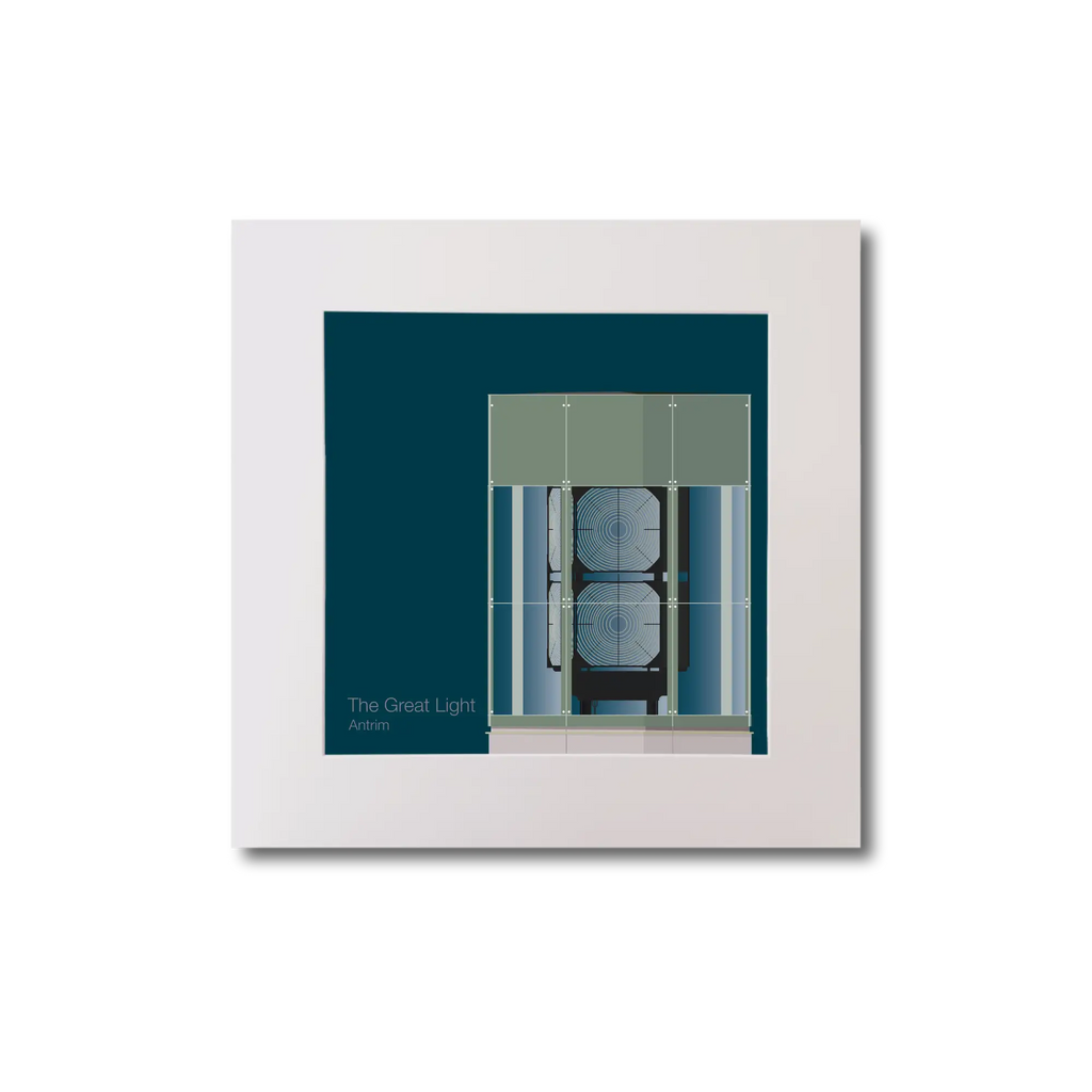 Illustration  The Great Light lighthouse on a midnight blue background, mounted and measuring 20x20cm.