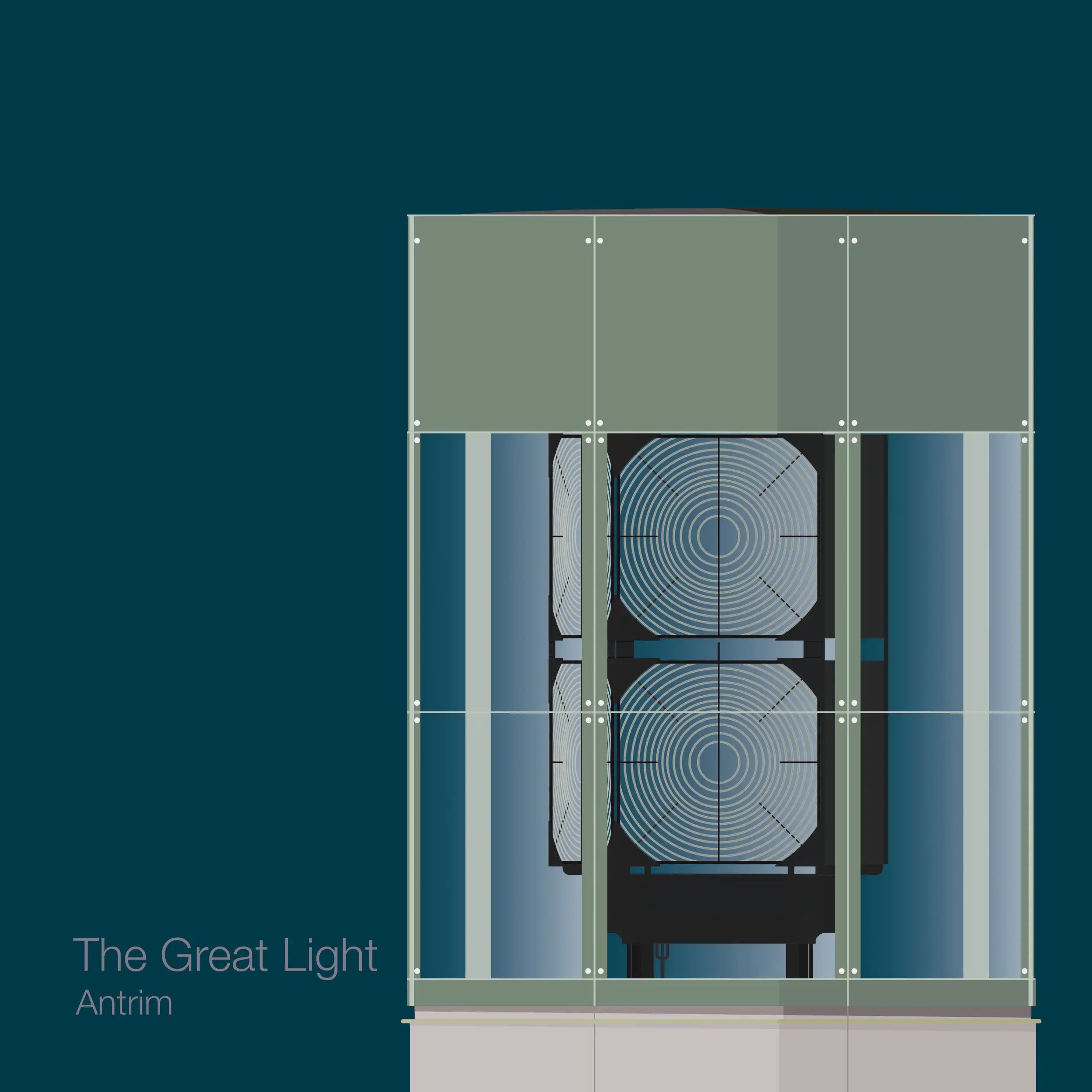 Illustration  The Great Light lighthouse on a midnight blue background