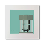 Illustration  The Great Light lighthouse on an ocean green background, mounted and measuring 30x30cm.