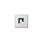 Small framed artwork of a white lighthouse with small building next to it on a midnight blue background