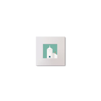 Artwork of a white lighthouse with small building next to it on an ocean green background