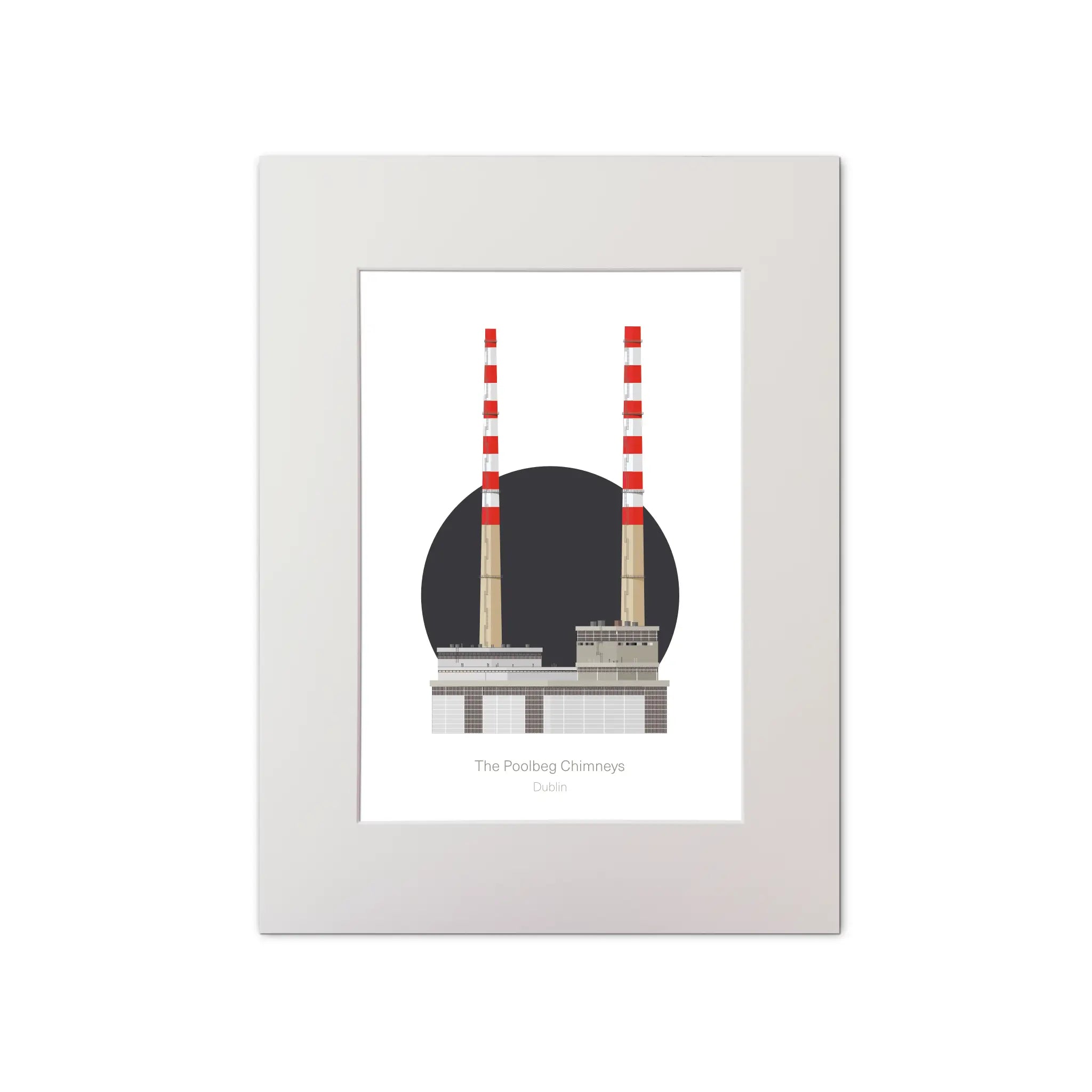 Illustration of the Poolbeg Chimneys, power plant in Dublin Ireland, unframed wal art.