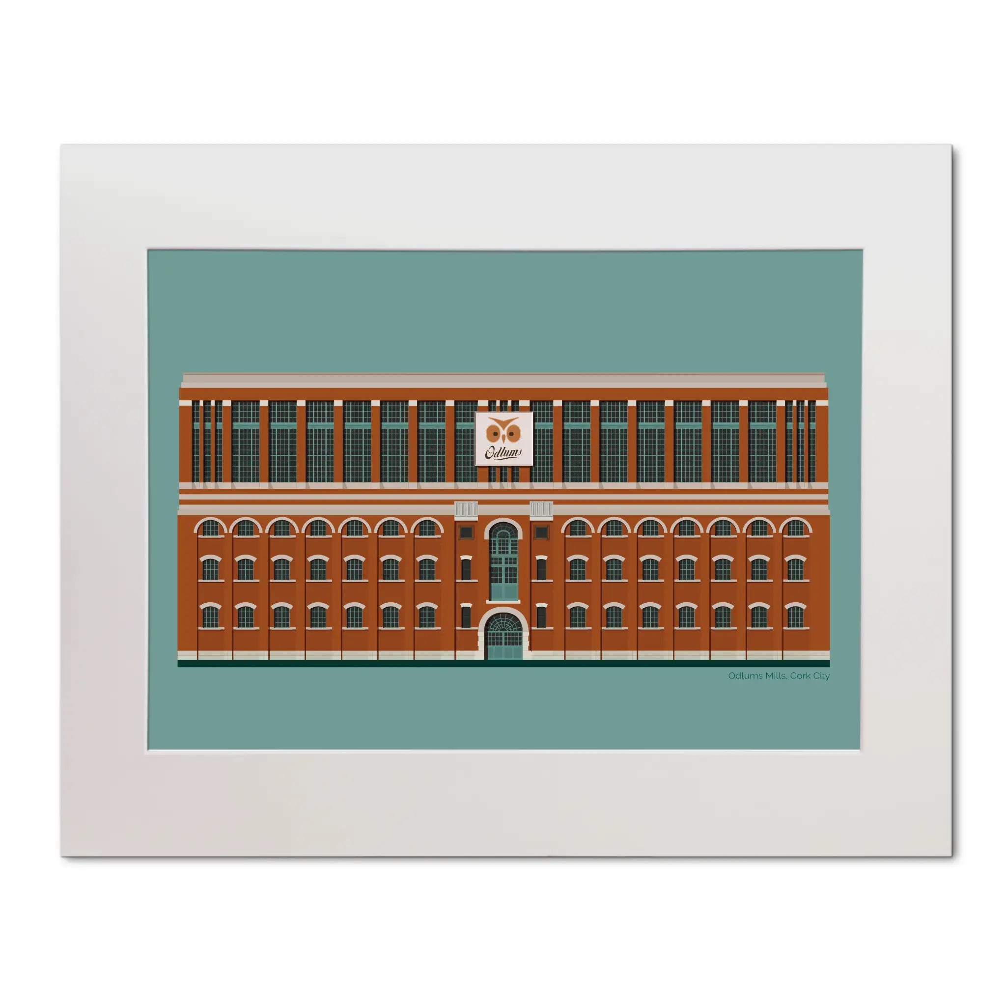 Mounted contemporary wall art of the abandoned Odlum's Flour Mill in Cork, Ireland.