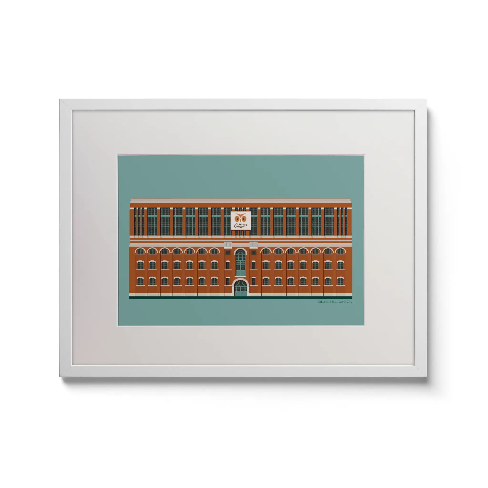 Framed contemporary wall art of the abandoned Odlum's Flour Mill in Cork, Ireland/