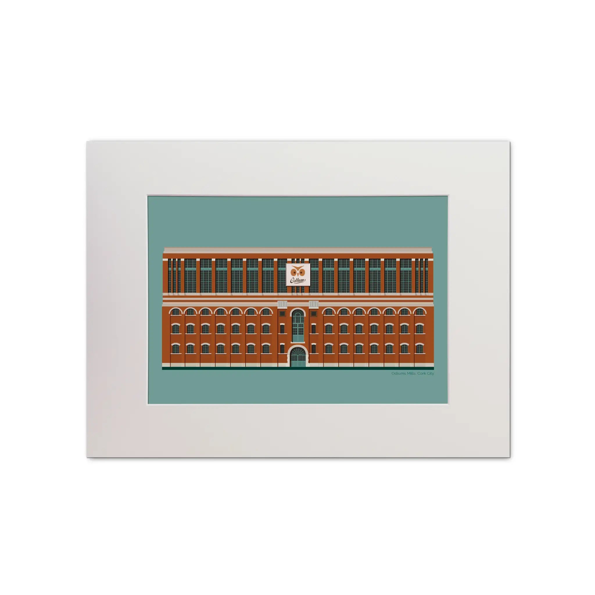 Mounted contemporary wall art of the abandoned Odlum's Flour Mill in Cork, Ireland.